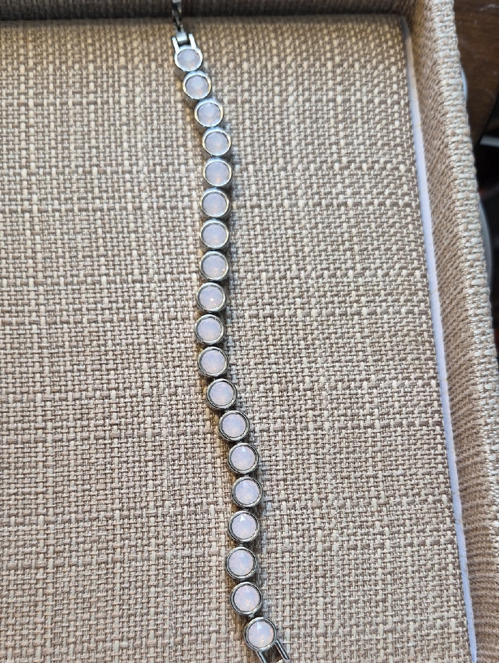 Silver Opal Tennis Bracelet - White Opalescent Stones